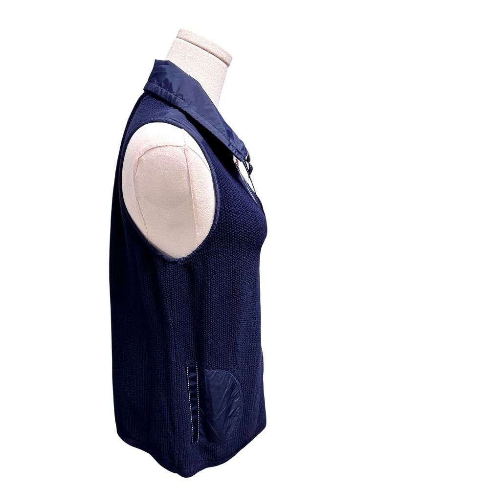 Weekends by Chicos Navy Blue Knit Full Zip Vest Cotton Blend Size 0 XS US 4 - Picture 4 of 9